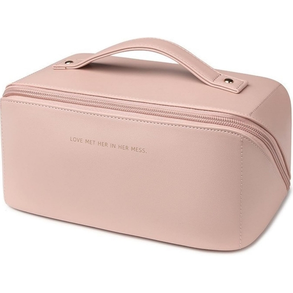 Large Capacity Travel Cosmetic Makeup Bag (Pink) - Picture 2 of 14